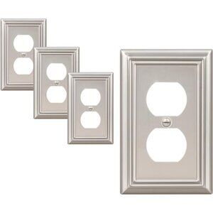 4-Pack Duplex Wall Plate, Metal Wall Outlet Cover for Receptacle, Light Switch
